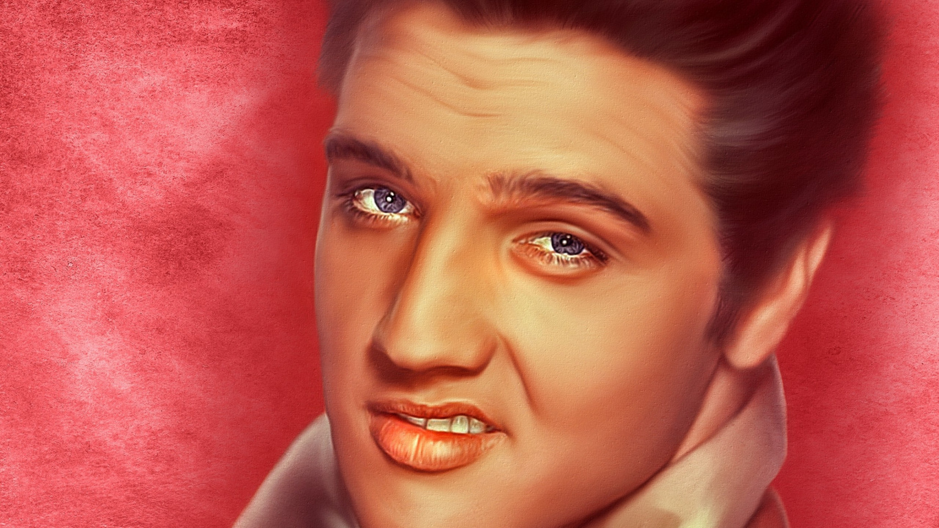 Elvis Presley, Art, Musician, Rock and Roll, Face. Wallpaper in 1366x768 Resolution