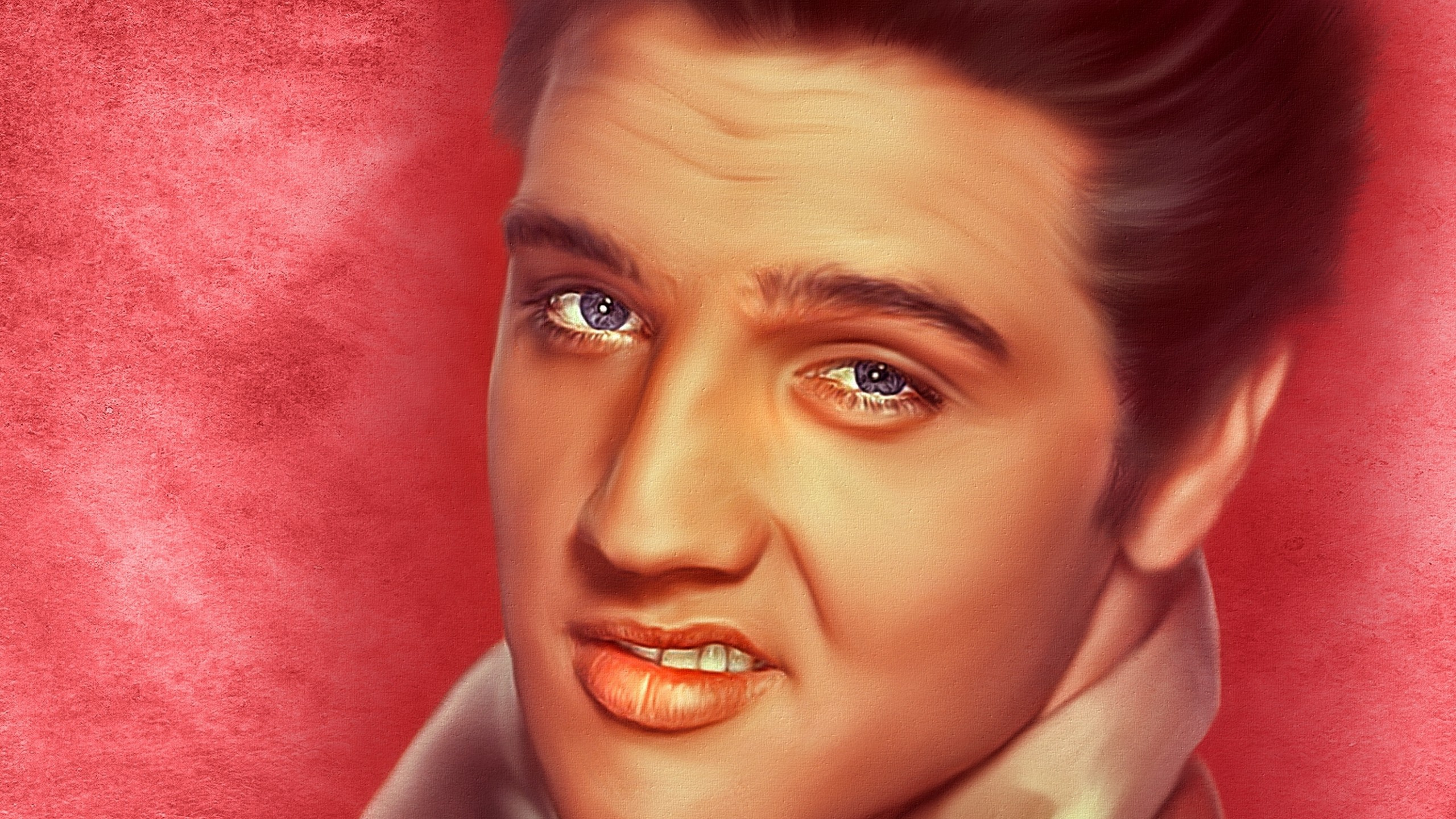 Elvis Presley, Art, Musician, Rock and Roll, Face. Wallpaper in 2560x1440 Resolution