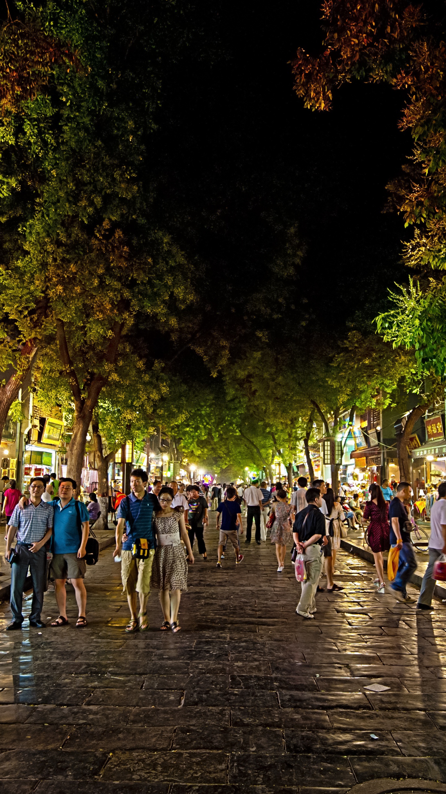 Night, Street, Town, Evening, City. Wallpaper in 1440x2560 Resolution