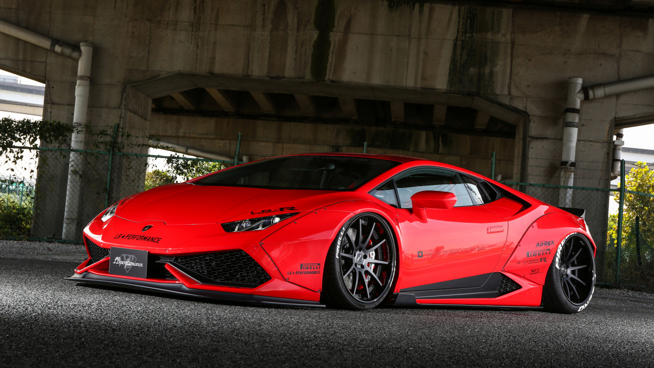 Red Ferrari 458 Italia Parked on Parking Lot. Wallpaper in 1280x720 Resolution