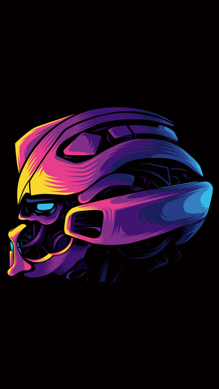 Robot, Bumblebee, Transformers, Minimalism, Purple. Wallpaper in 750x1334 Resolution