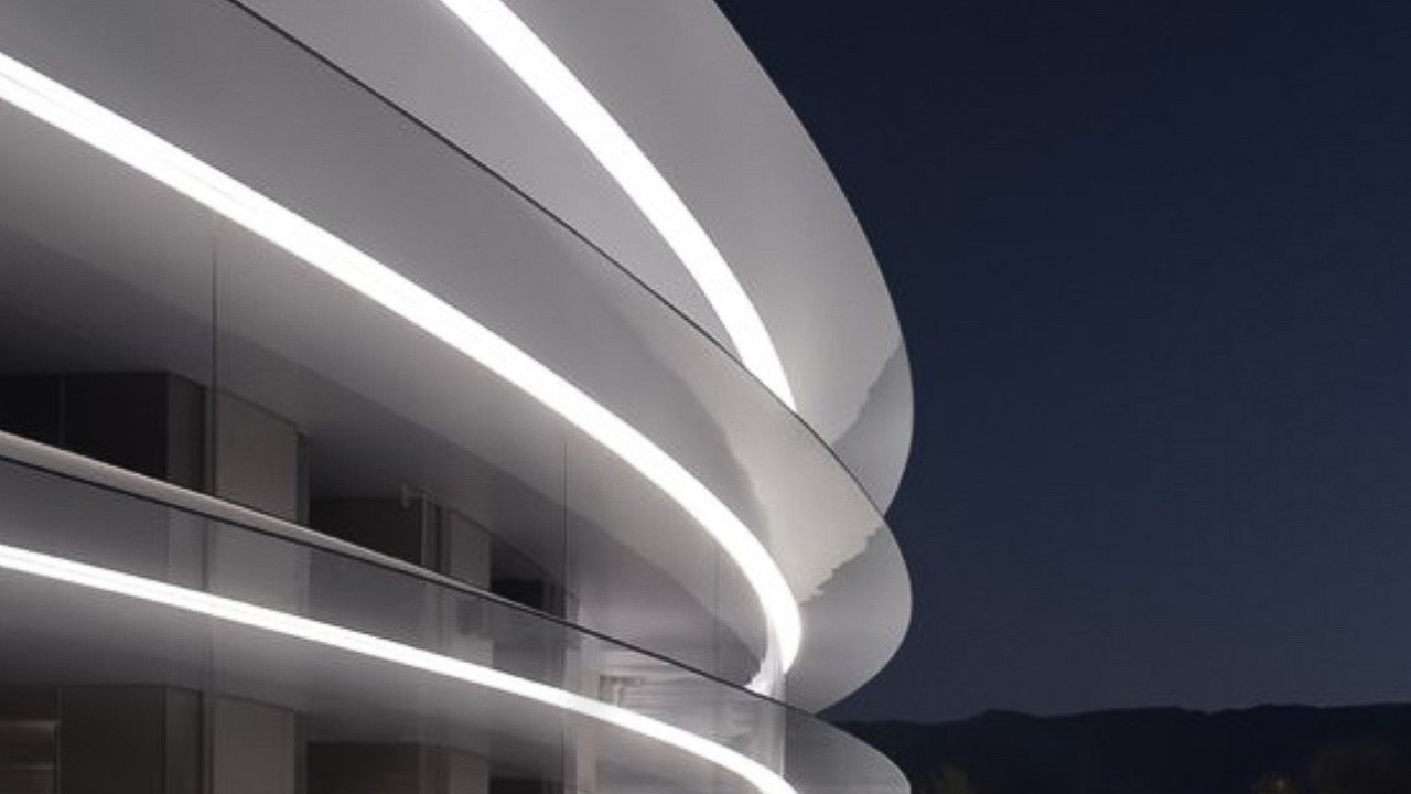 Nuit au Parc Apple, Apple Park, Apple, Bâtiment, Design Urbain. Wallpaper in 1280x720 Resolution