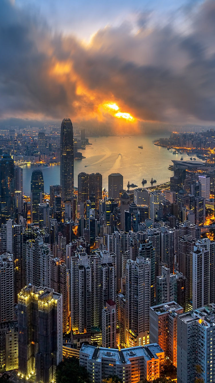 City Skyline During Night Time. Wallpaper in 750x1334 Resolution