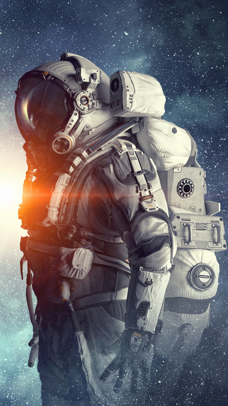 Homme Avec Espace, Combinaison Spatiale, Astronaute, Art, Espace. Wallpaper in 750x1334 Resolution