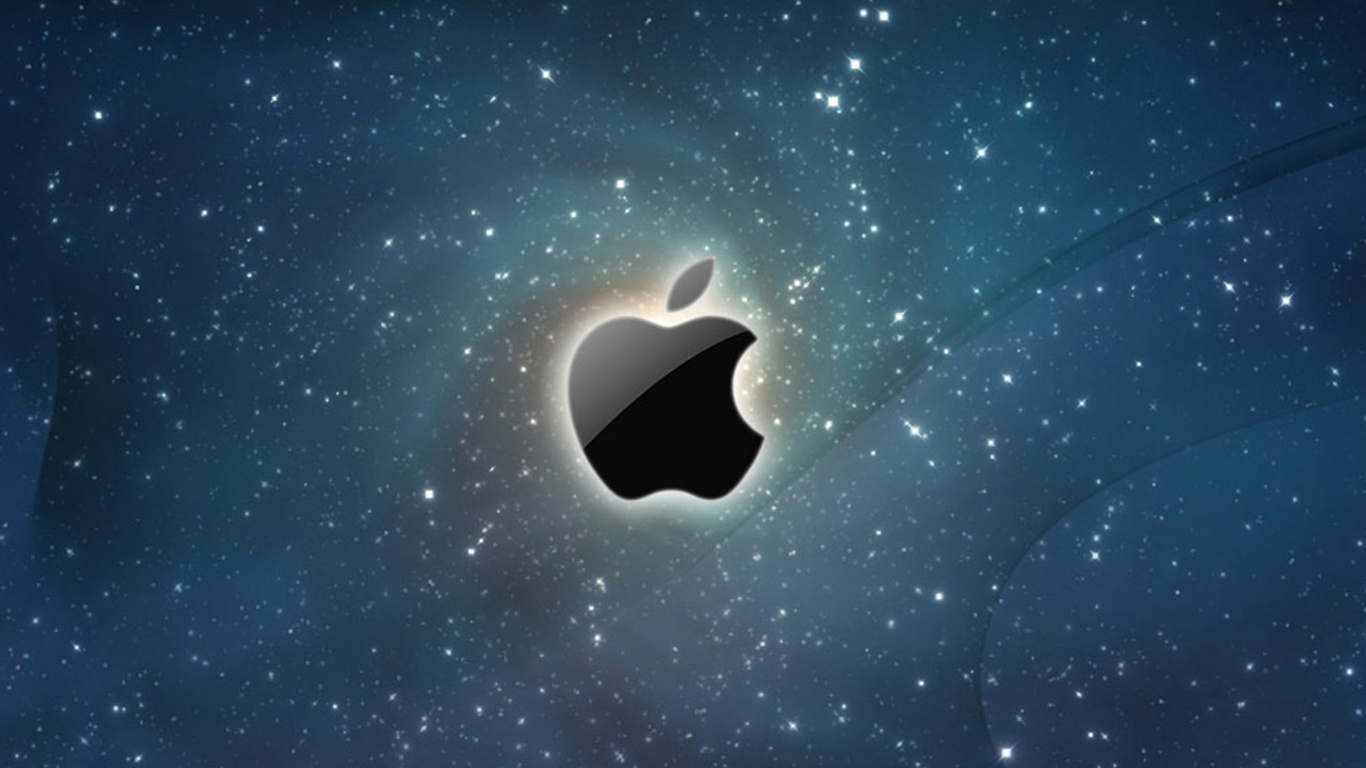 Logo Pomme Sur Textile Noir. Wallpaper in 1366x768 Resolution