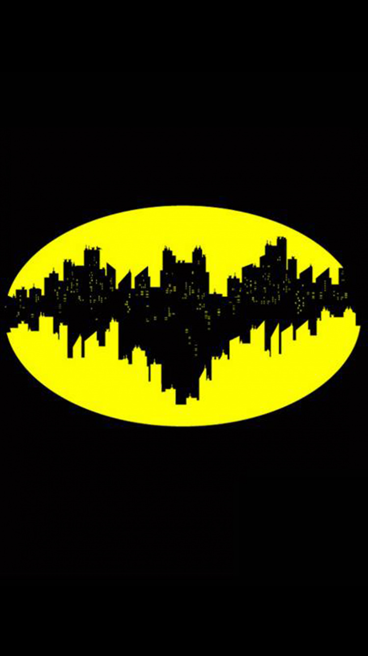 Batman, Logotipo, la Ciudad de Gotham, Gráficos, Ilustración. Wallpaper in 750x1334 Resolution