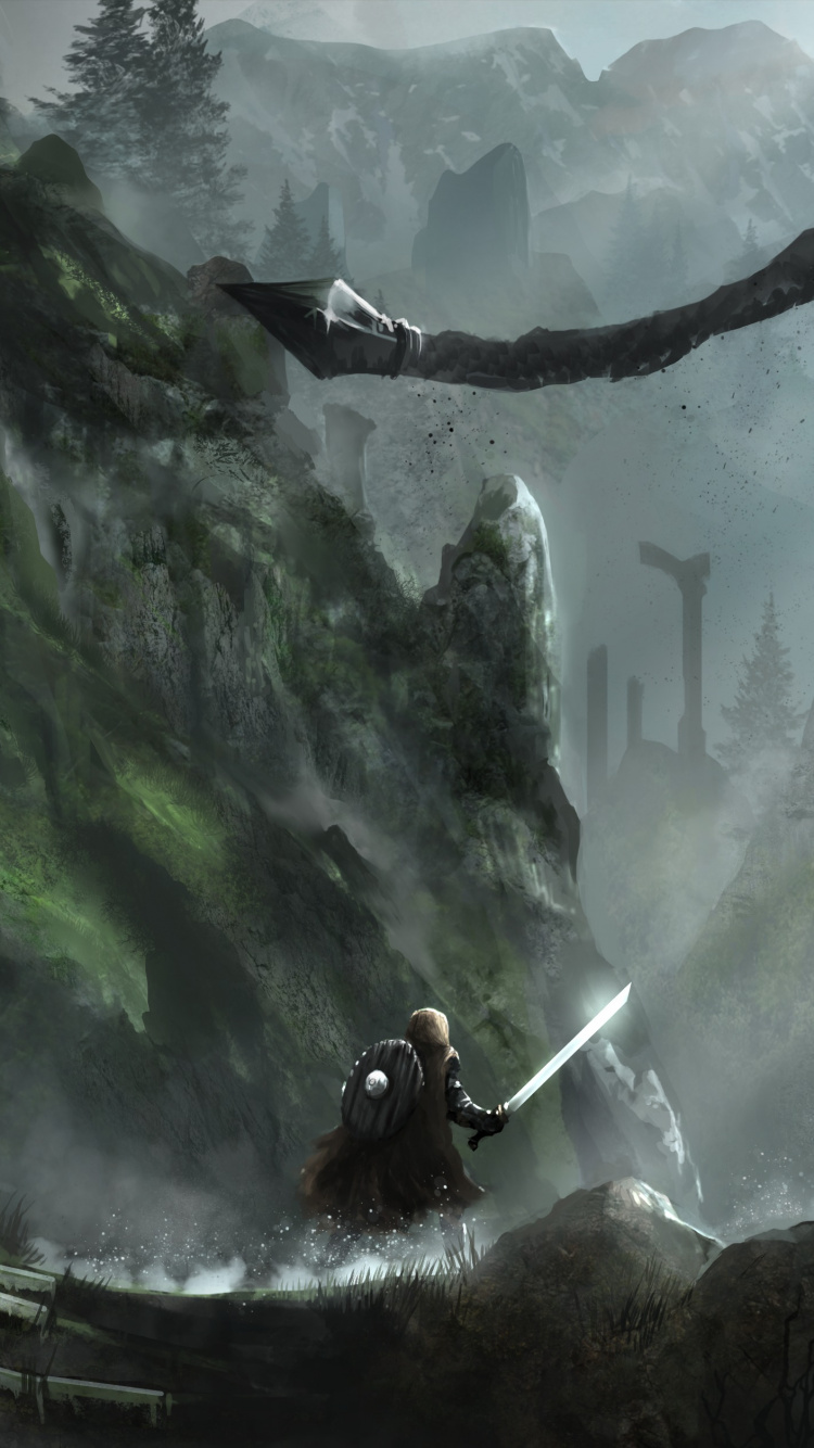 Illustration, Mythology, Darkness, Games, Terrain. Wallpaper in 750x1334 Resolution