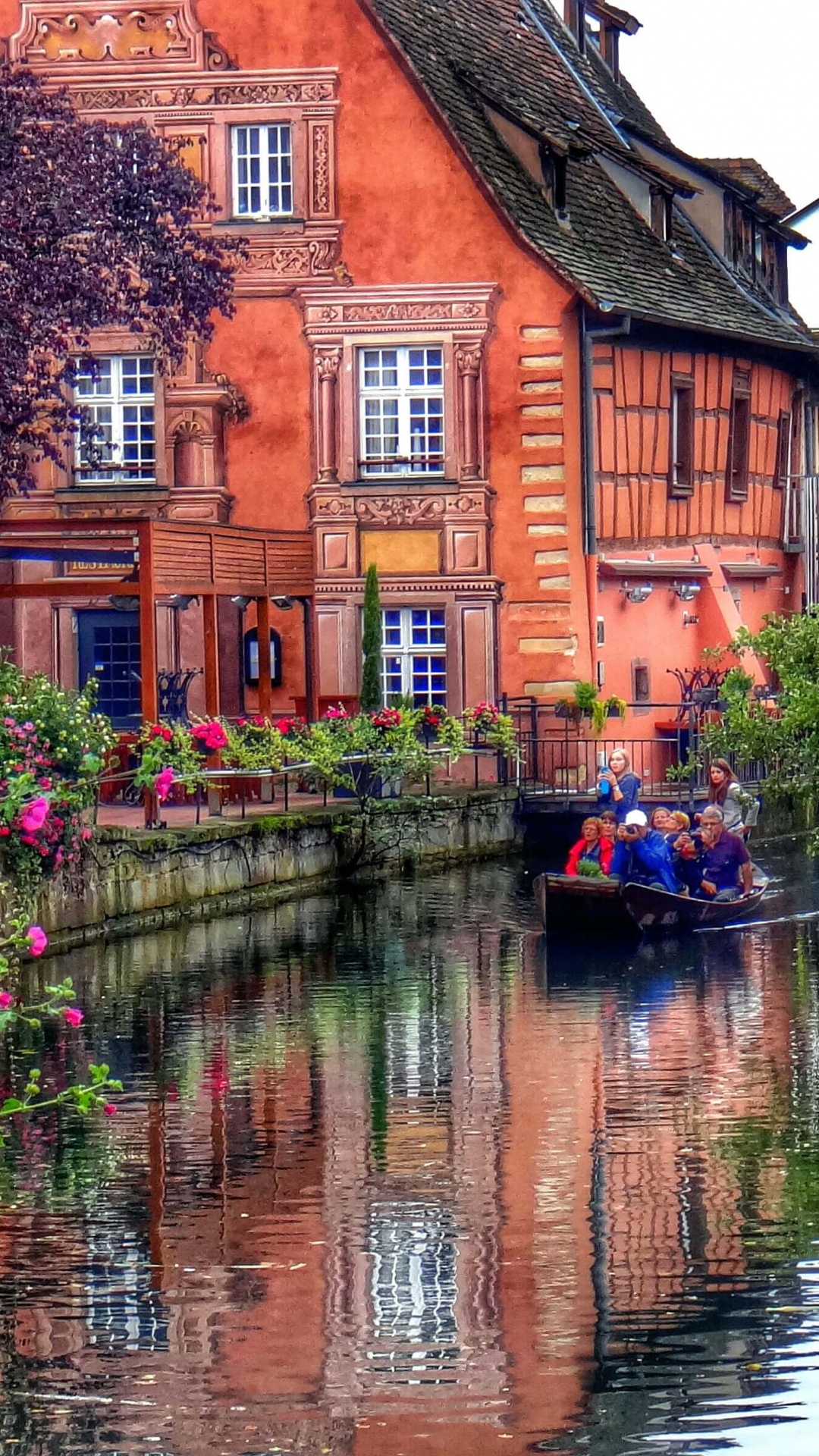 科尔马, 斯特拉斯堡, 城市, 反射, 运河 壁纸 1080x1920 允许