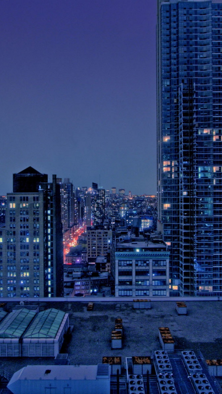 Horizonte de la Ciudad Durante la Noche. Wallpaper in 750x1334 Resolution