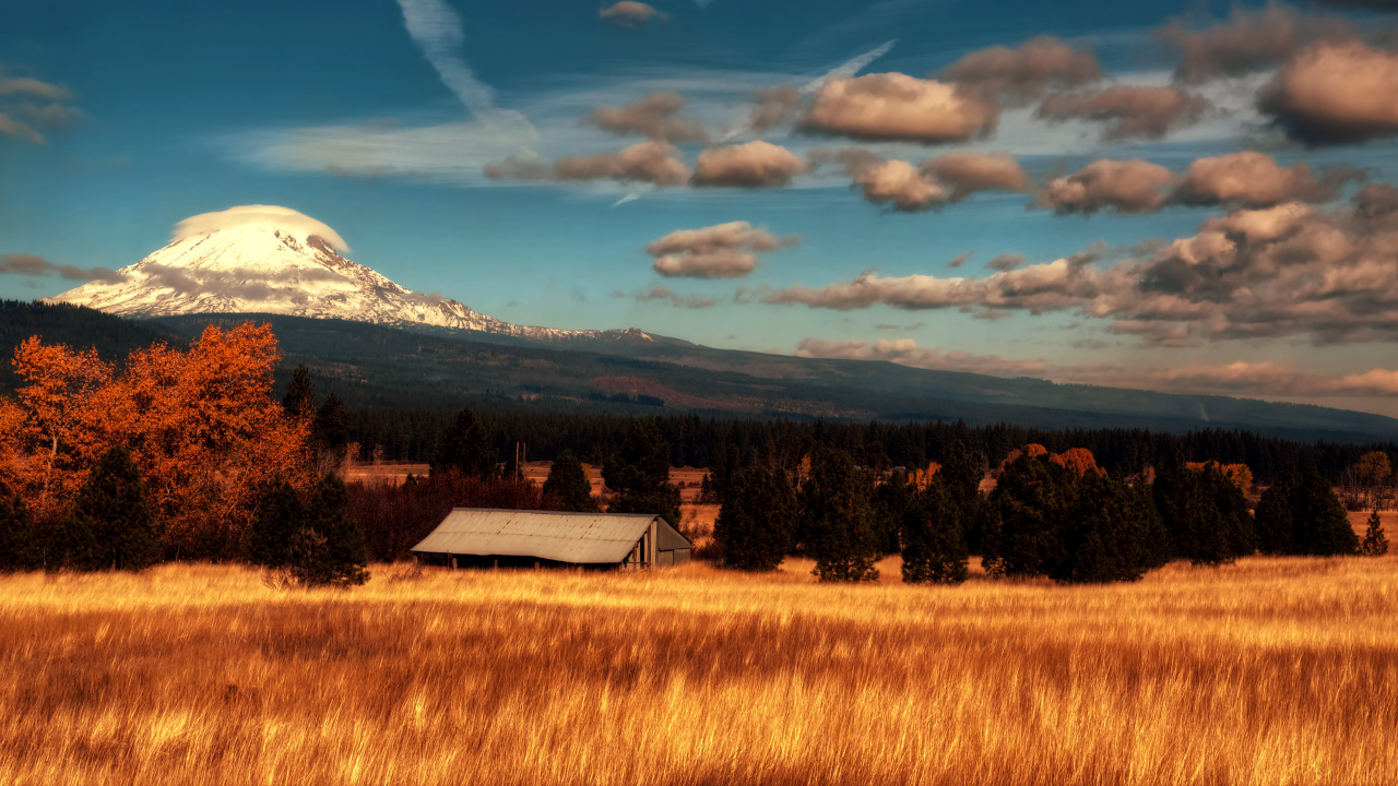 White and Brown House on Brown Grass Field Under Blue Sky and White Clouds During Daytime. Wallpaper in 1280x720 Resolution