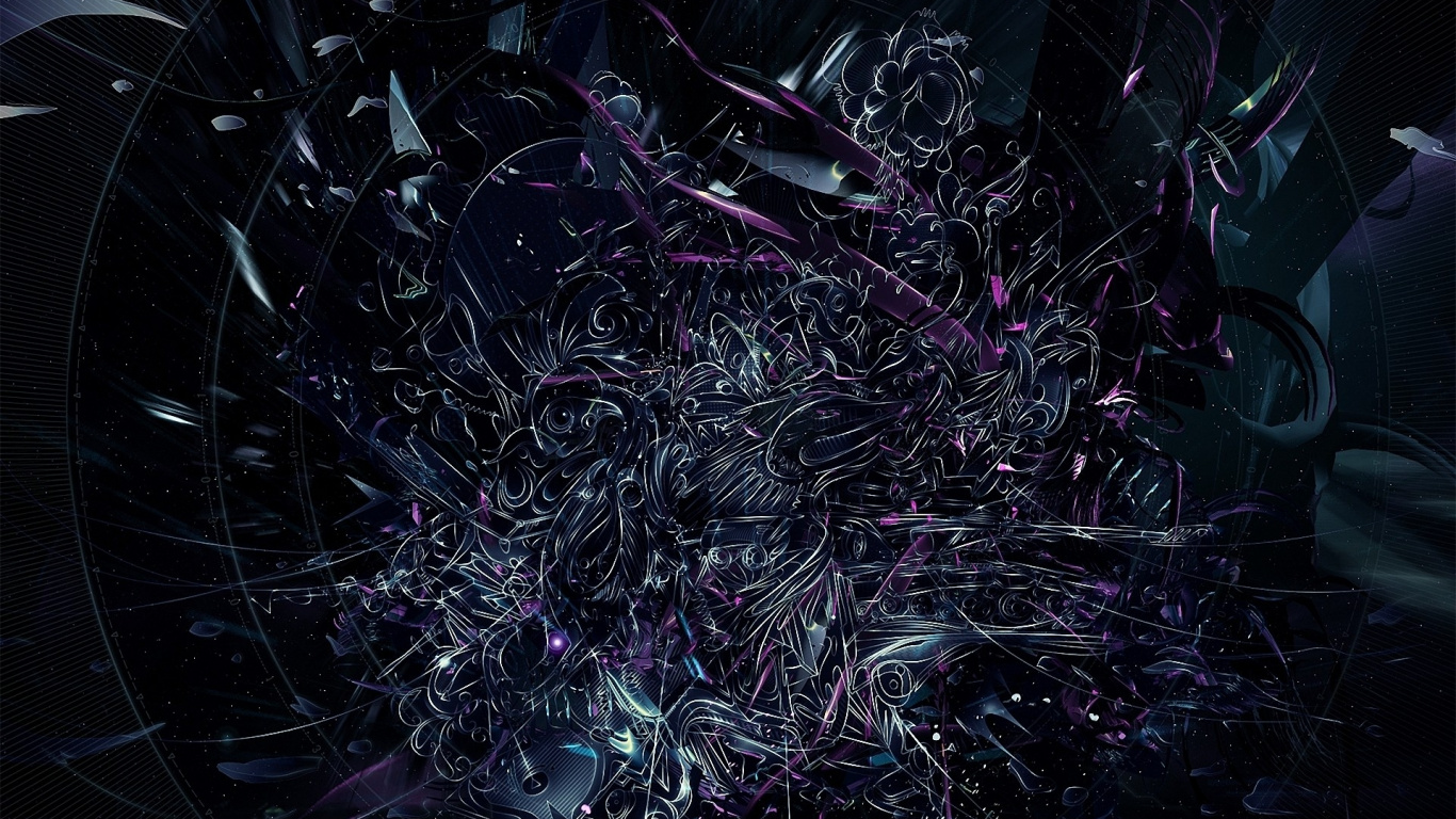 Green and White Plant on Black Surface. Wallpaper in 1366x768 Resolution