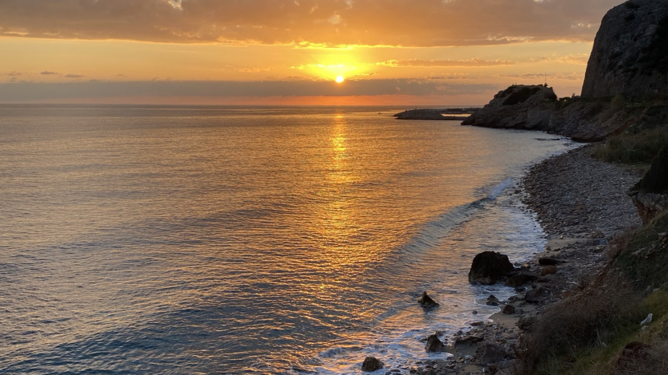 海岸, 水资源, 气氛, 余辉, 自然景观 壁纸 1366x768 允许