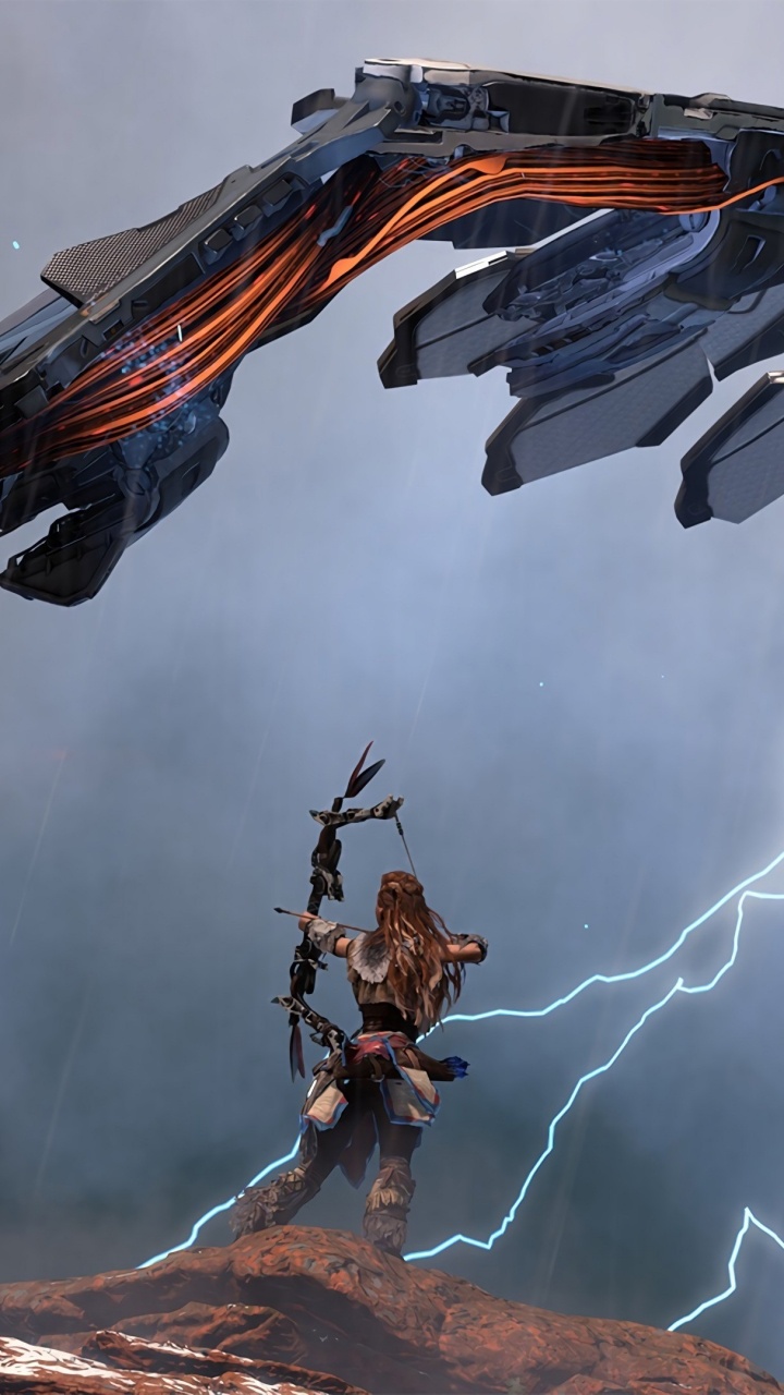 Horizonte Cero Amanecer, Playstation 4, Guerrilla Games, Aloy, Dragón. Wallpaper in 720x1280 Resolution