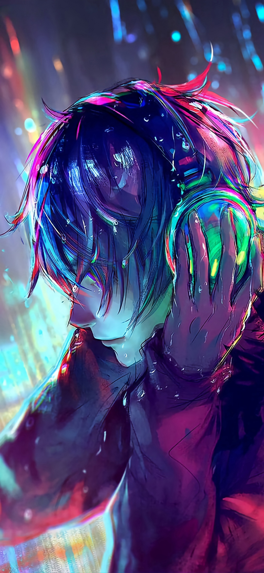 Animado de Neón, Anime, Arte Animado, Neon, Arte. Wallpaper in 1125x2436 Resolution