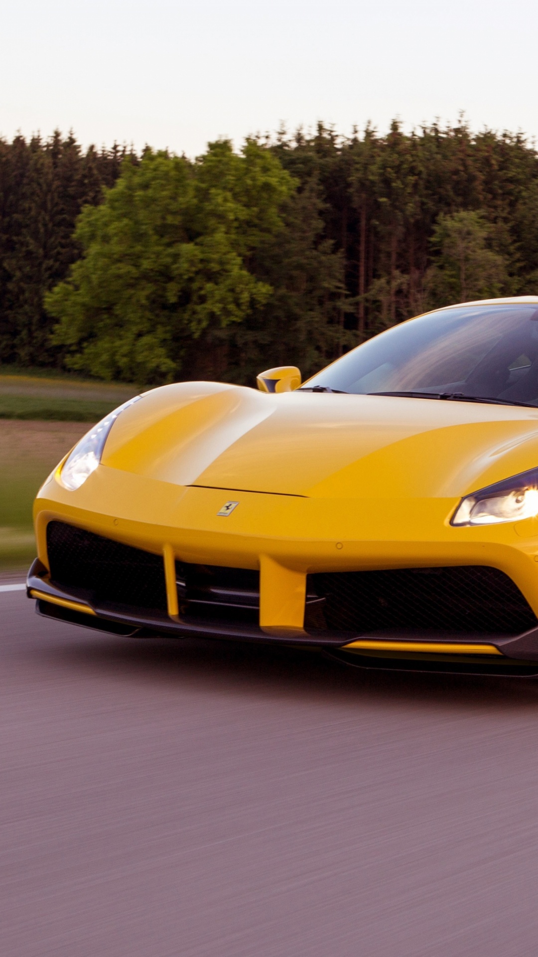 Yellow Ferrari 458 Italia on Gray Asphalt Road. Wallpaper in 1080x1920 Resolution