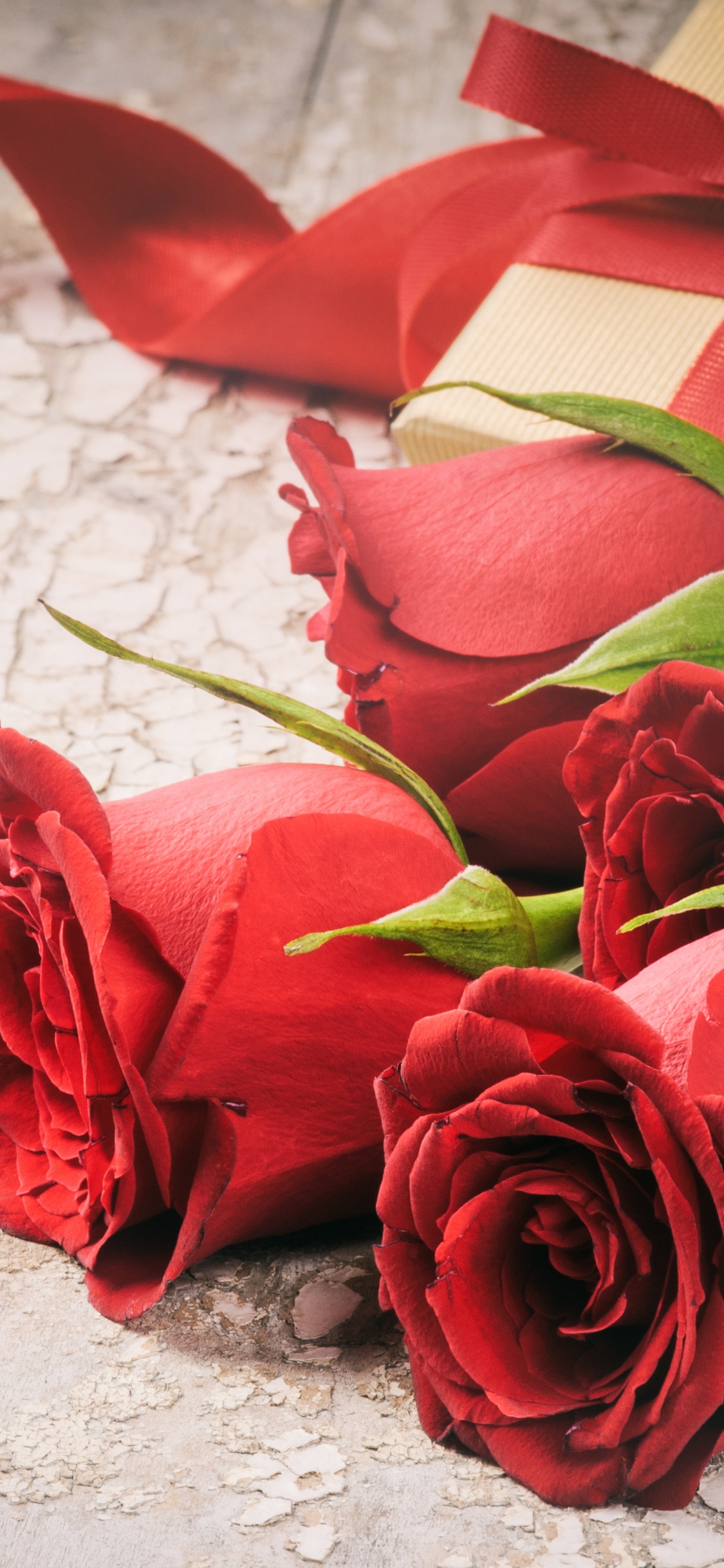 Roses Rouges Sur Textile Blanc. Wallpaper in 1125x2436 Resolution