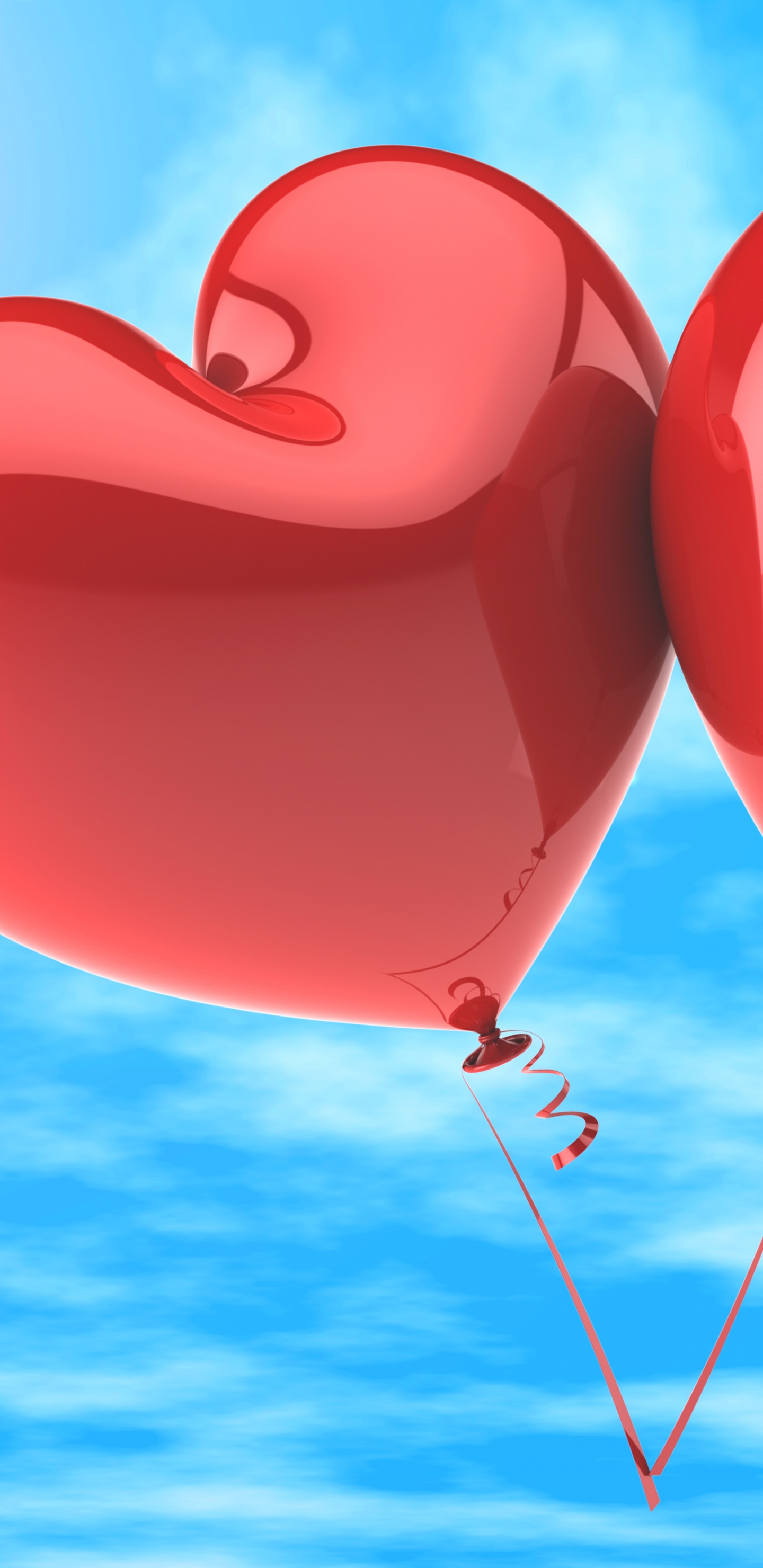 心脏, 气囊, 爱情, 红色的, 天空 壁纸 1440x2960 允许