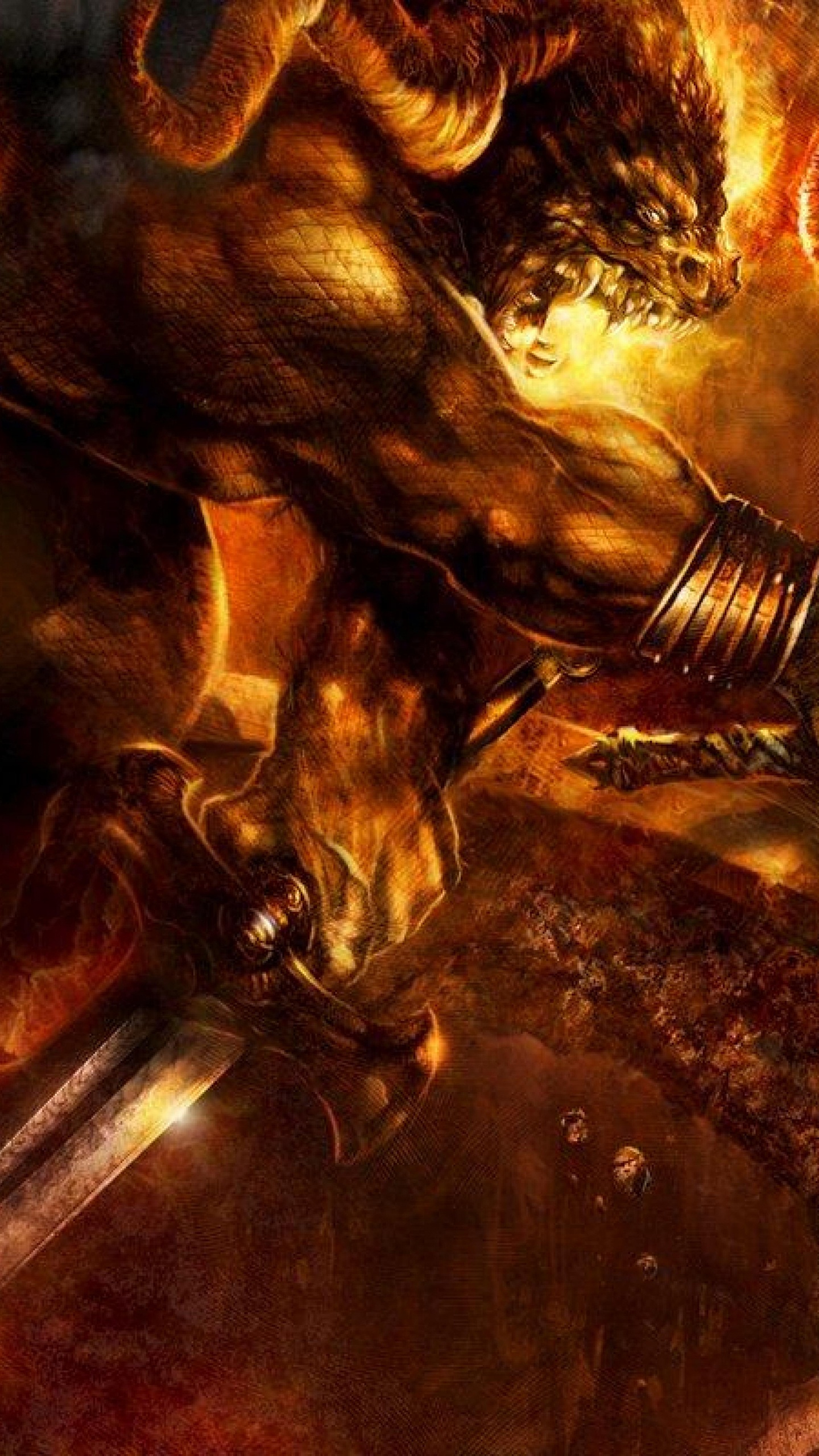 Peinture Abstraite Brune et Noire. Wallpaper in 1440x2560 Resolution