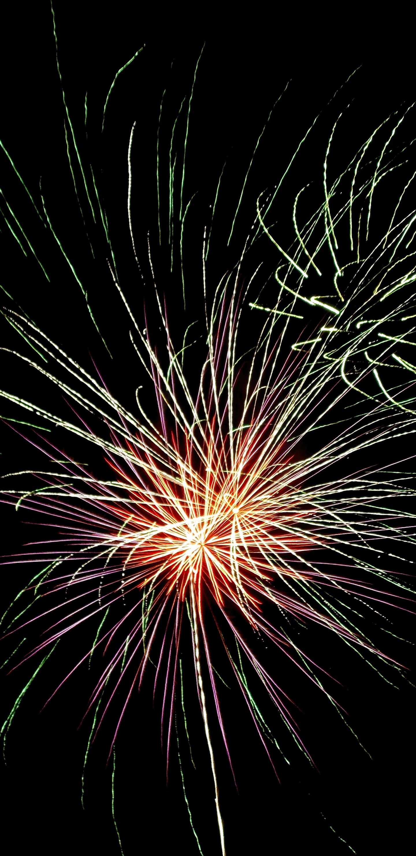 Fireworks, Party, New Years Day, Darkness, Midnight. Wallpaper in 1440x2960 Resolution
