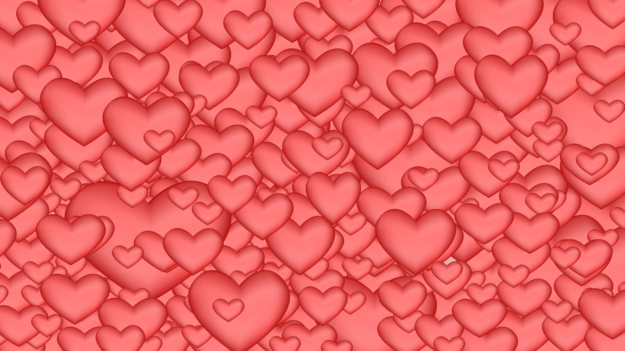 Herzen, Pink, Valentines Tag, Muster, Blütenblatt. Wallpaper in 2560x1440 Resolution