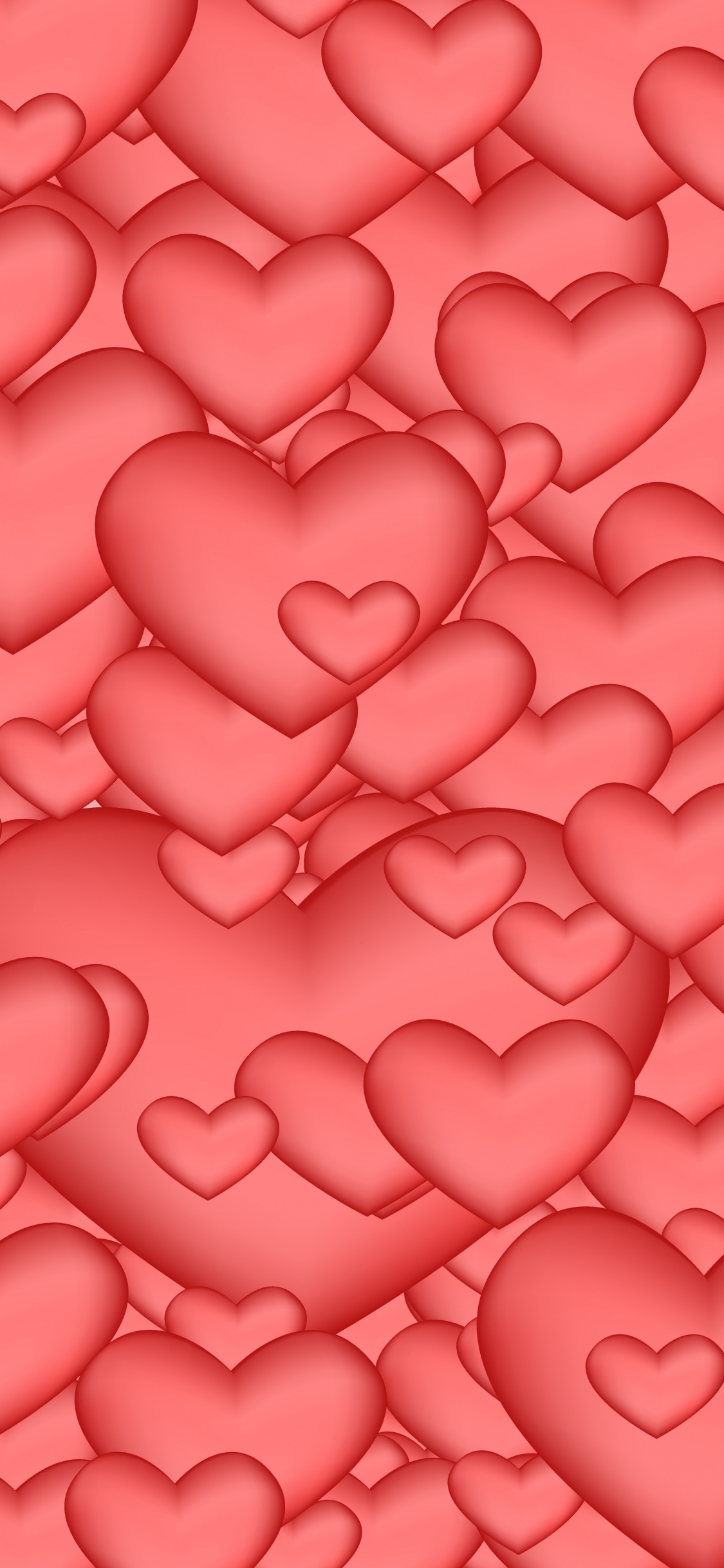 Heart, Pink, Red, Valentines Day, Pattern. Wallpaper in 1125x2436 Resolution