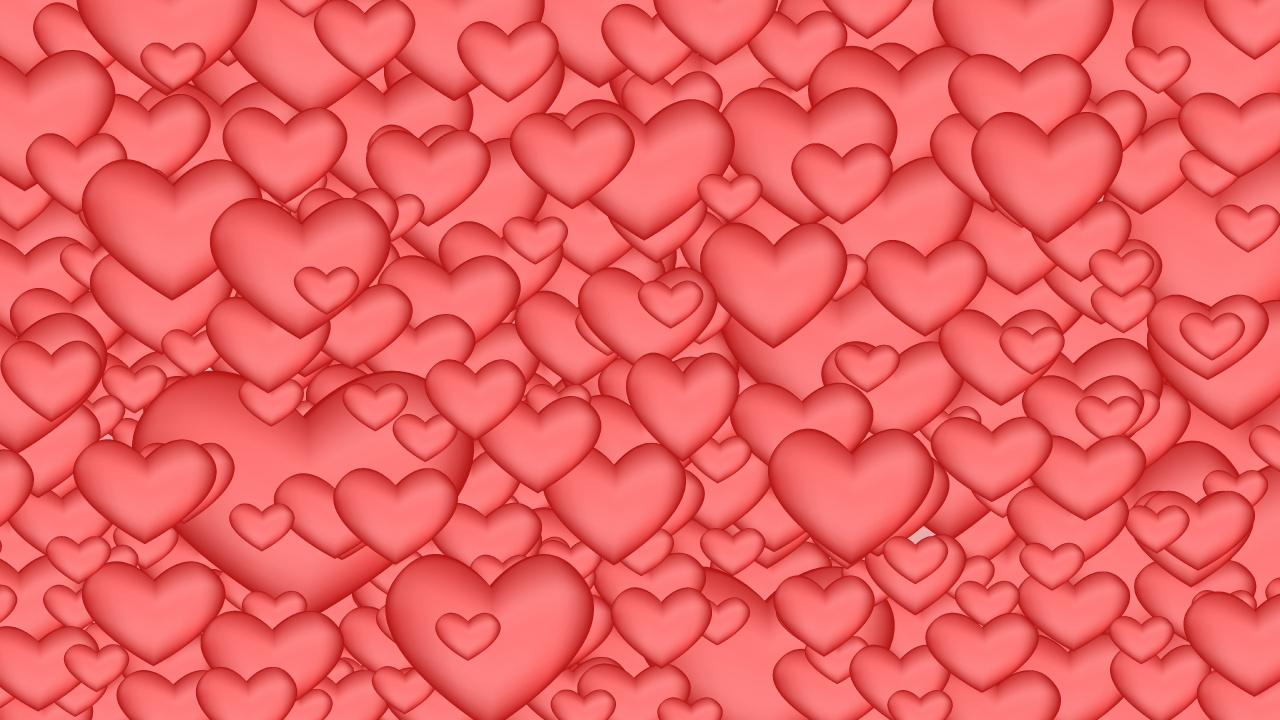 Heart, Pink, Red, Valentines Day, Pattern. Wallpaper in 1280x720 Resolution