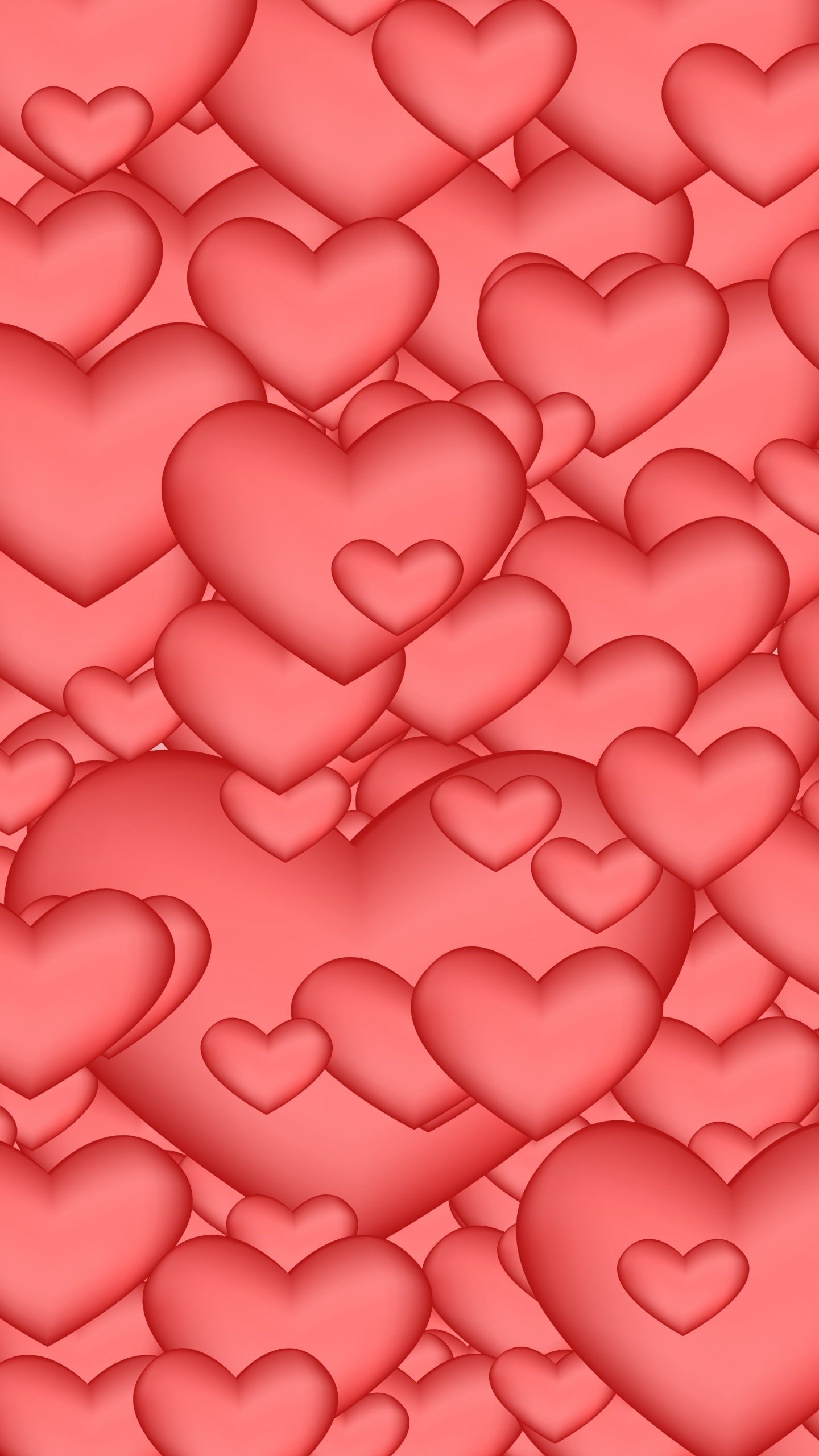 Heart, Pink, Red, Valentines Day, Pattern. Wallpaper in 1440x2560 Resolution