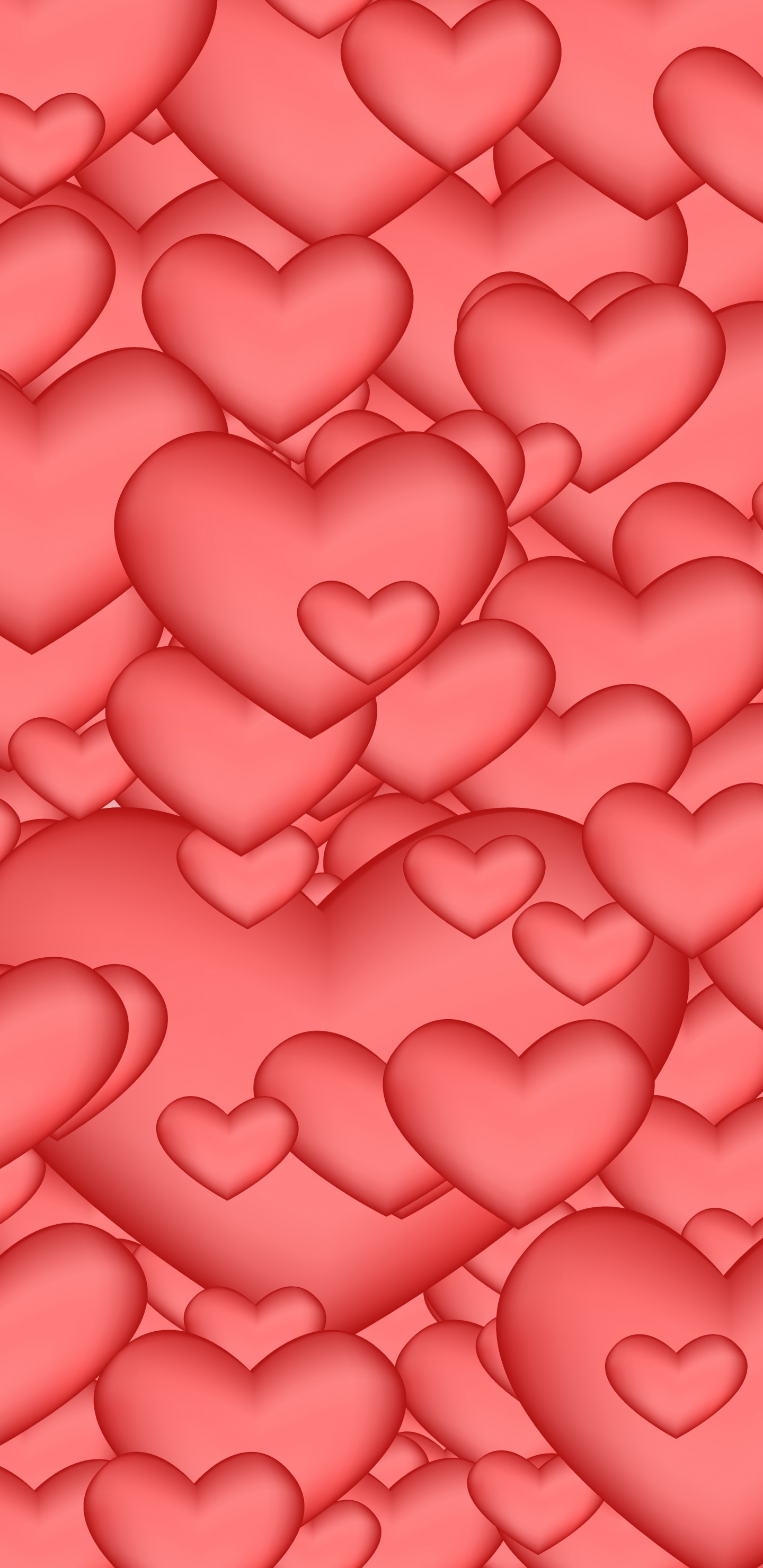 Heart, Pink, Red, Valentines Day, Pattern. Wallpaper in 1440x2960 Resolution