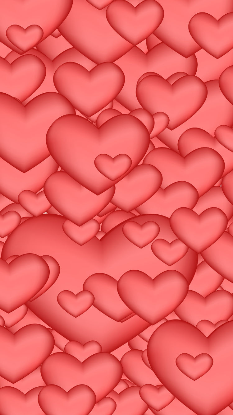 Heart, Pink, Red, Valentines Day, Pattern. Wallpaper in 750x1334 Resolution