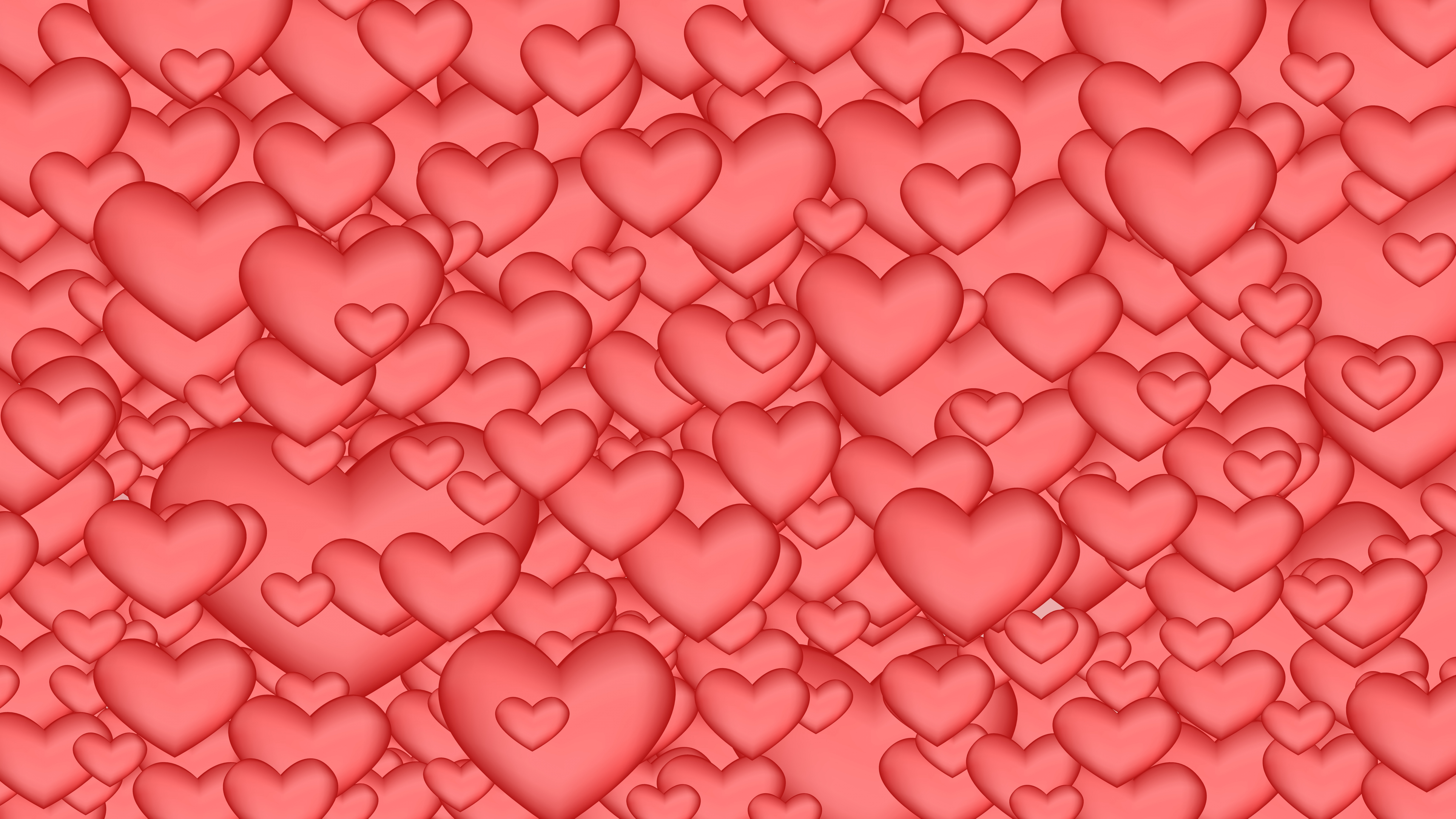 Heart, Pink, Red, Valentines Day, Pattern. Wallpaper in 7680x4320 Resolution