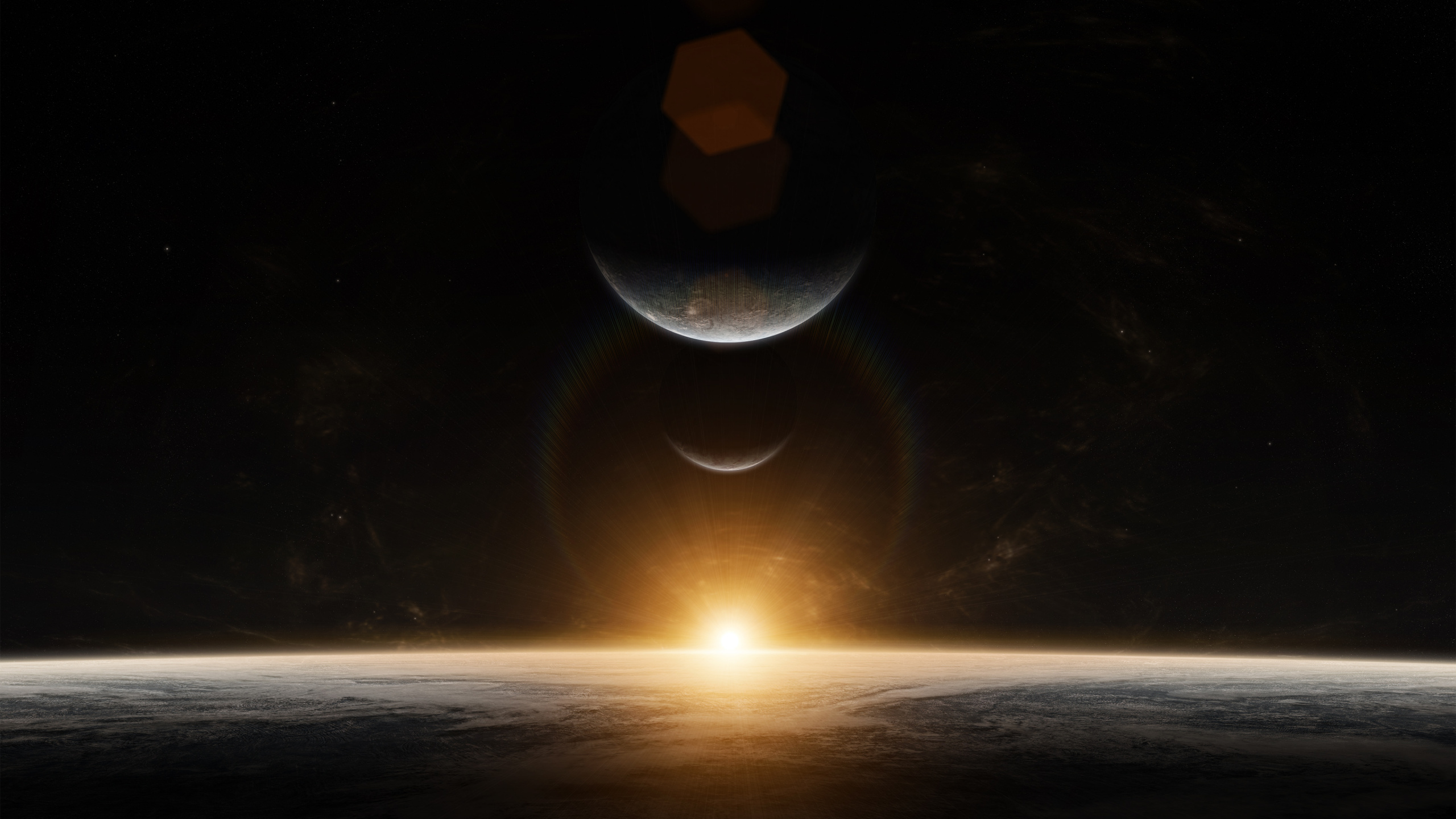 Sun in The Middle of The Sea. Wallpaper in 2560x1440 Resolution