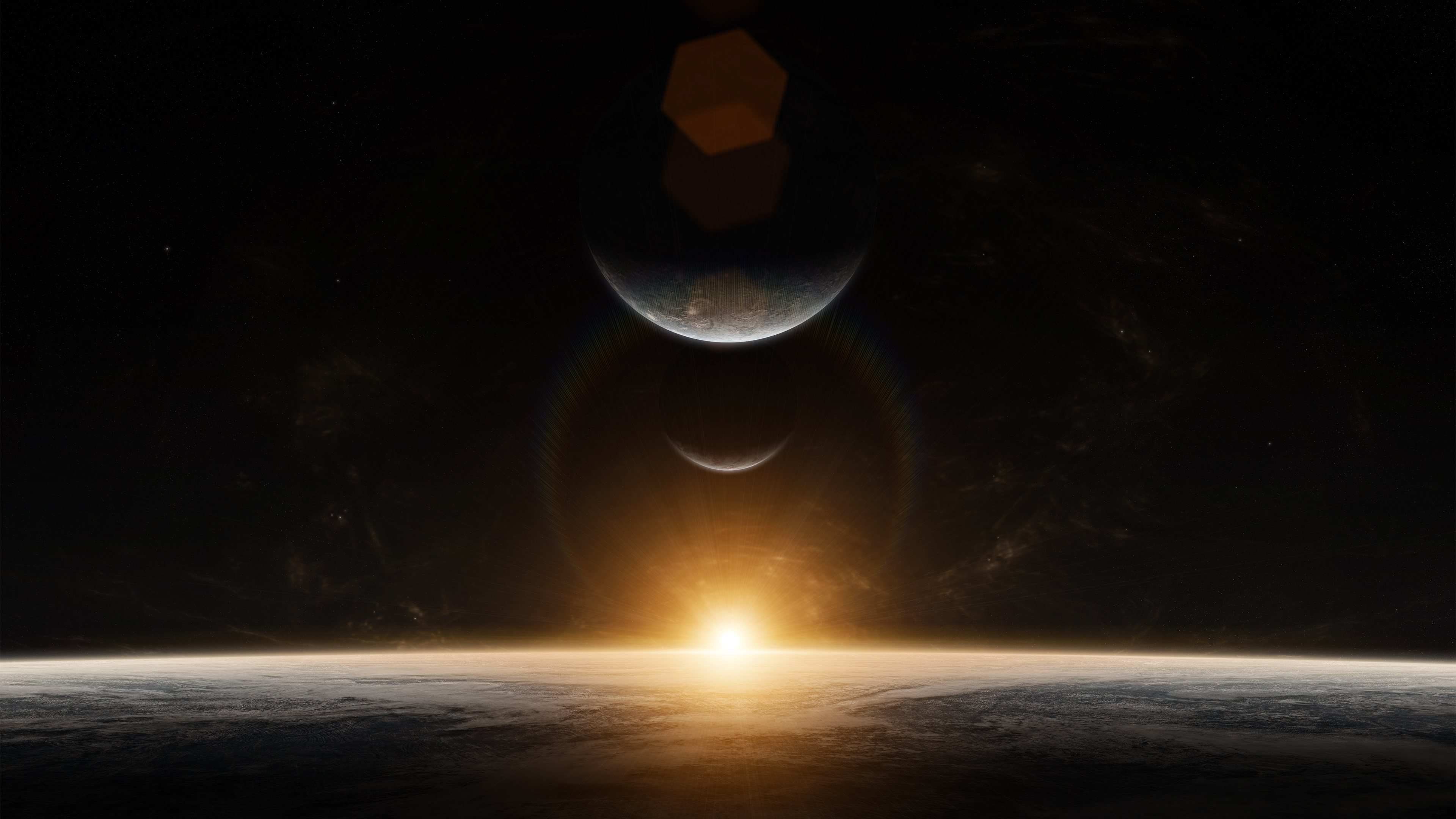Sun in The Middle of The Sea. Wallpaper in 3840x2160 Resolution