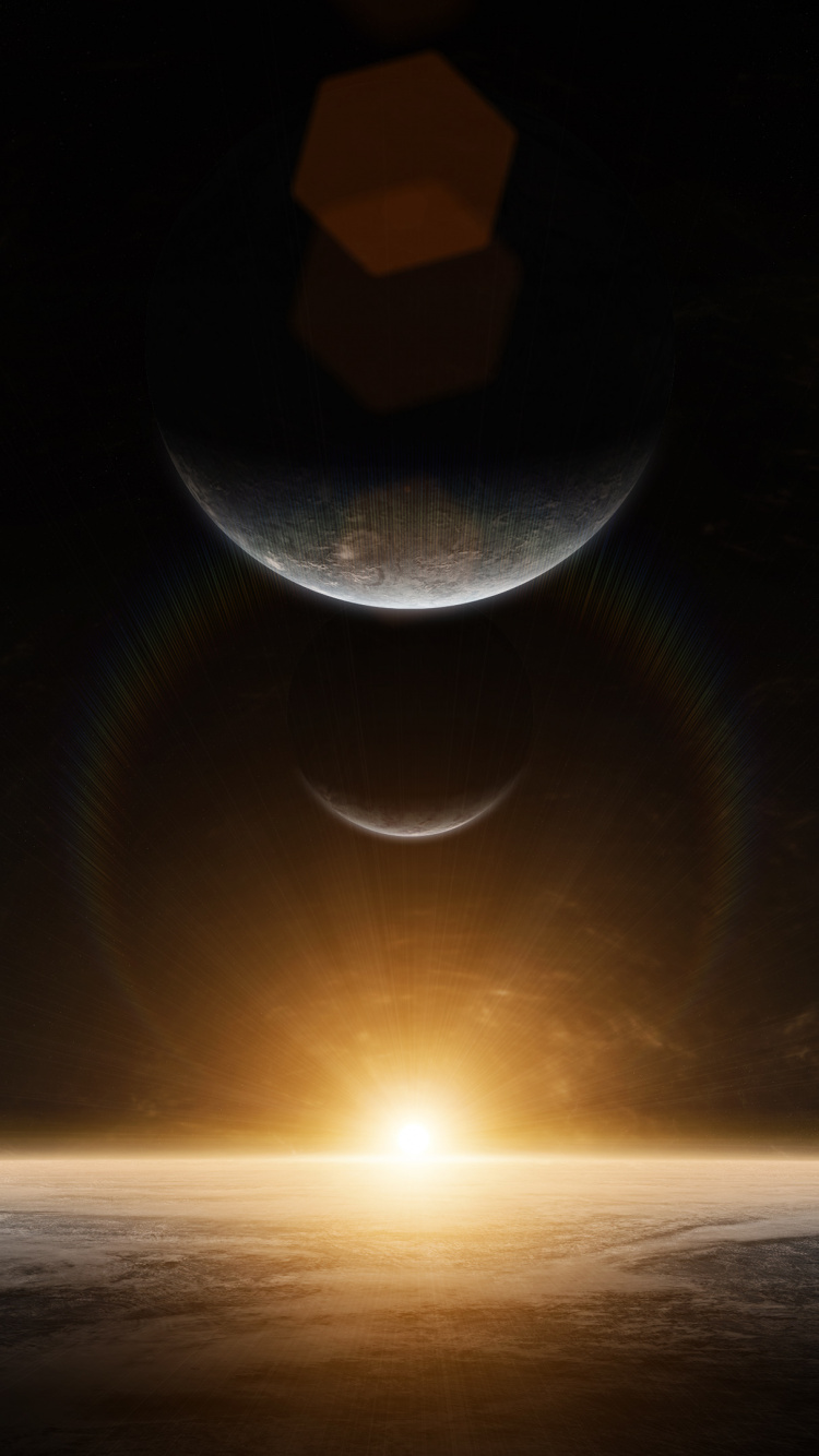 Soleil au Milieu de la Mer. Wallpaper in 750x1334 Resolution