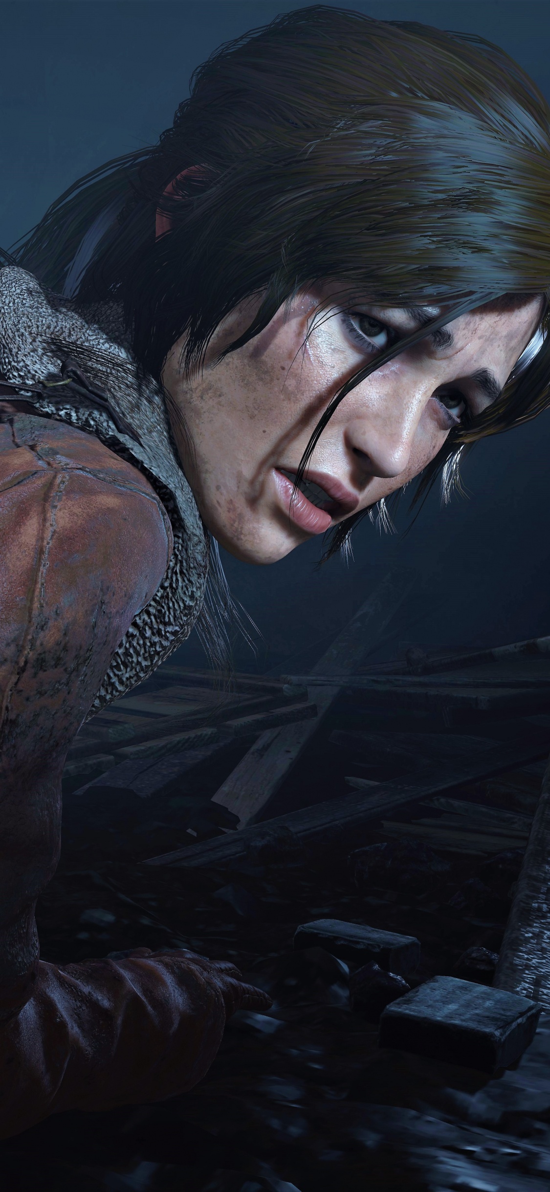 Frau in Brauner Lederjacke. Wallpaper in 1125x2436 Resolution