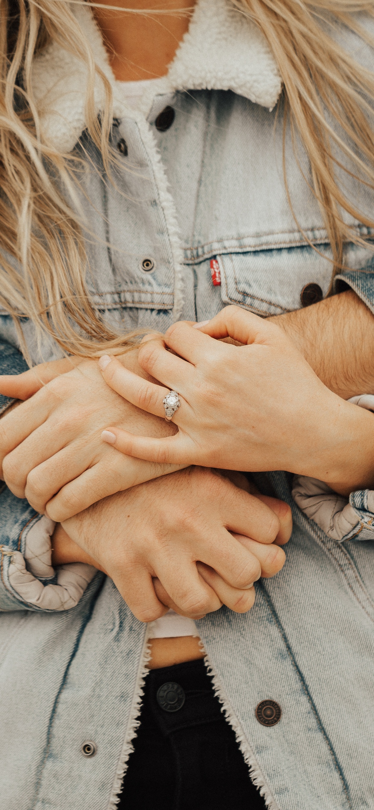 Hug, Couple, Denim, Jeans, Street Fashion. Wallpaper in 1242x2688 Resolution