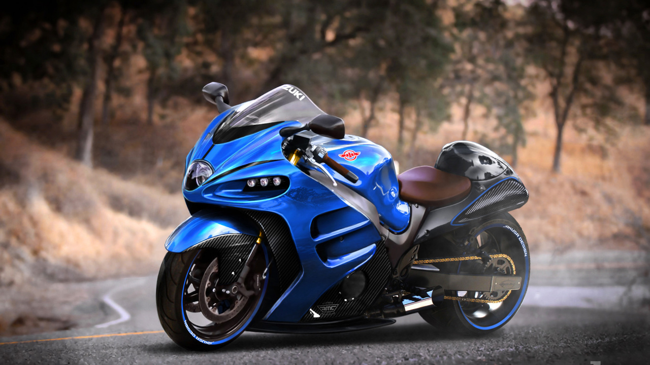 Blue and Black Sports Bike. Wallpaper in 1280x720 Resolution