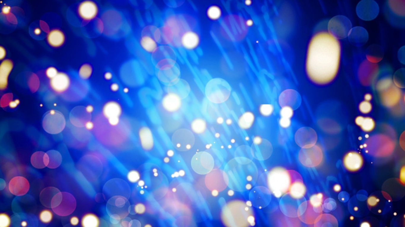 Blue and White Bokeh Lights. Wallpaper in 1366x768 Resolution