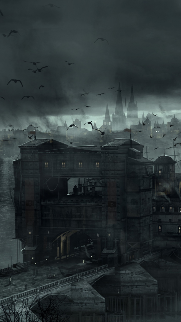 Grayscale Photo of City Buildings Under Cloudy Sky. Wallpaper in 750x1334 Resolution