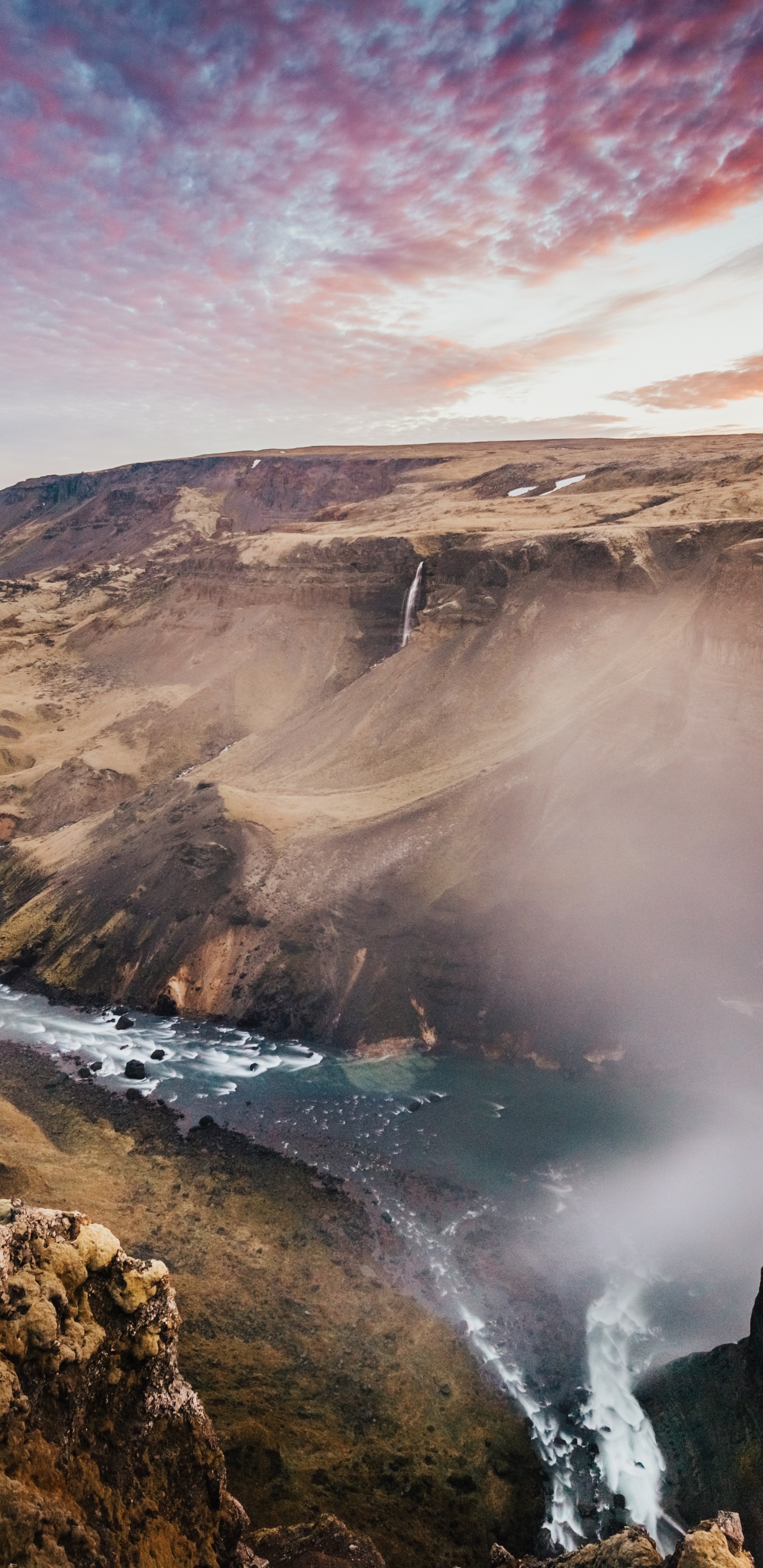 Iceland Ben Karpinski, Haifoss, Svartifoss, Waterfall, Nature. Wallpaper in 1440x2960 Resolution