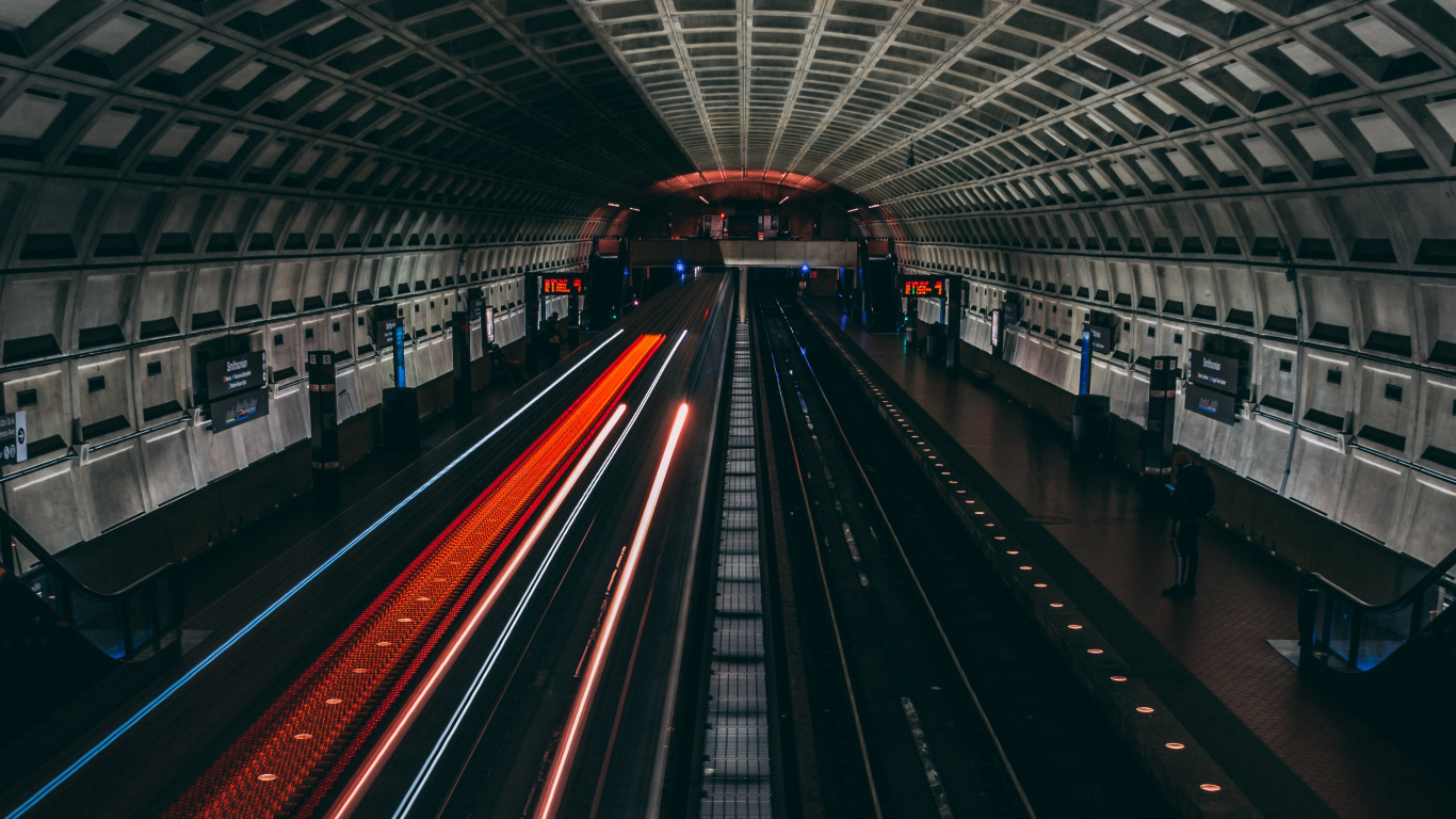 Time Lapse Photography of Train Station. Wallpaper in 1366x768 Resolution