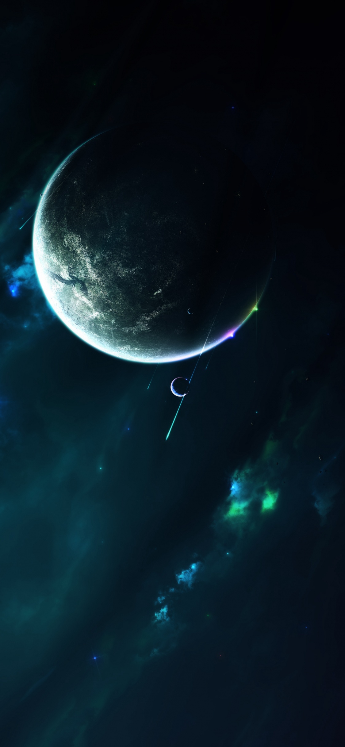 Mond Und Wolken Mit Blauem Himmel. Wallpaper in 1125x2436 Resolution