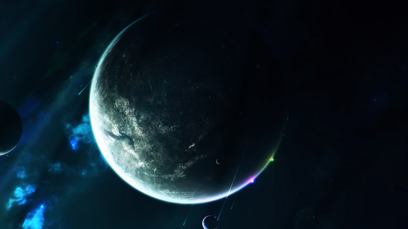 Mond Und Wolken Mit Blauem Himmel. Wallpaper in 1366x768 Resolution