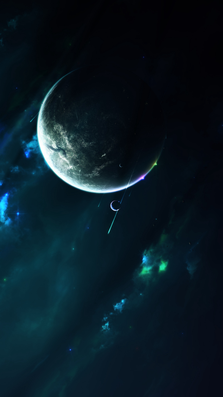 Mond Und Wolken Mit Blauem Himmel. Wallpaper in 750x1334 Resolution