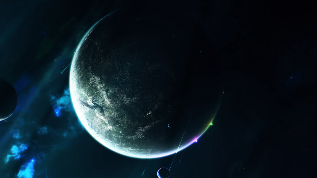 Lune et Nuages Avec Ciel Bleu. Wallpaper in 1280x720 Resolution