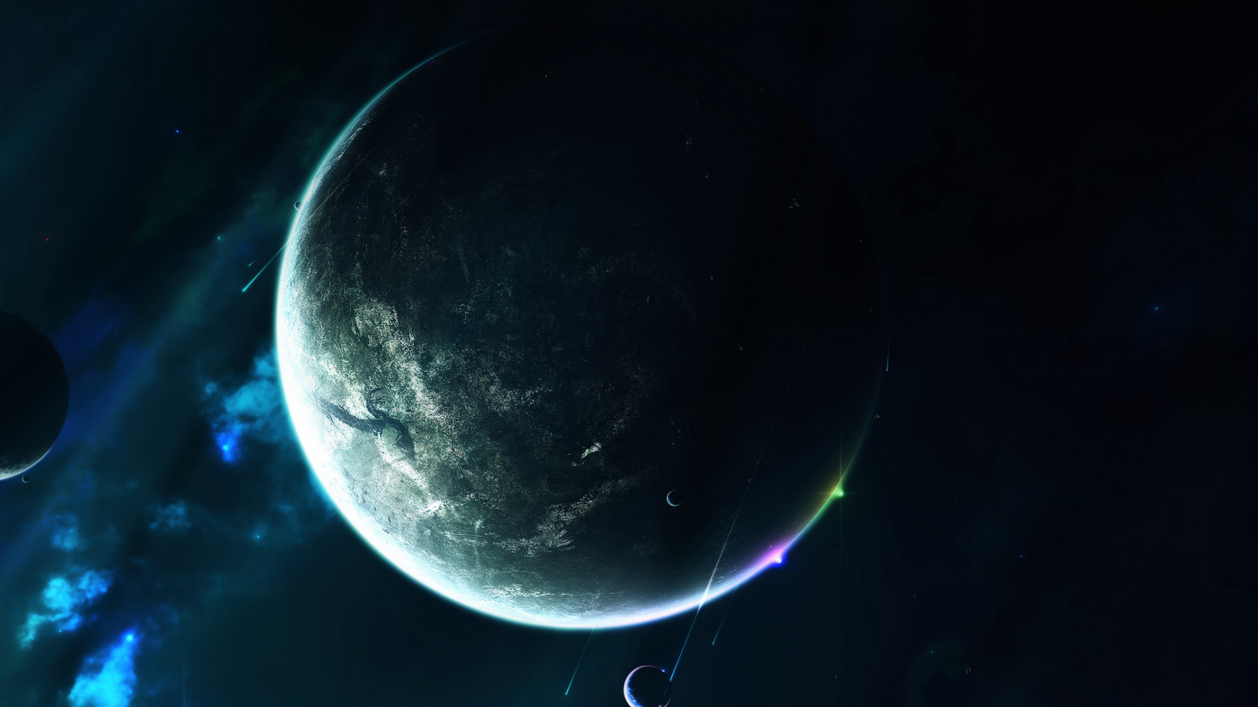 Luna y Nubes Con Cielo Azul. Wallpaper in 2560x1440 Resolution