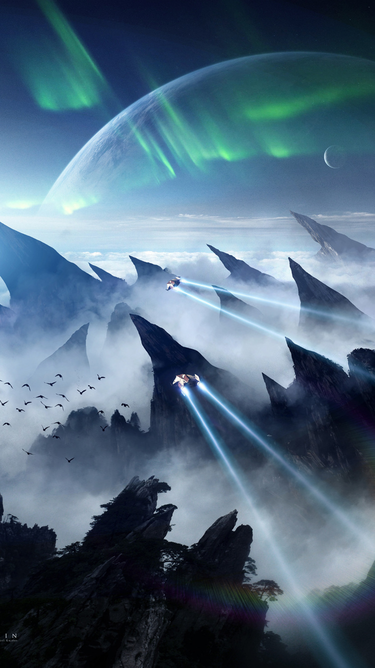 Silhouette Von Bäumen Unter Weißen Wolken. Wallpaper in 750x1334 Resolution