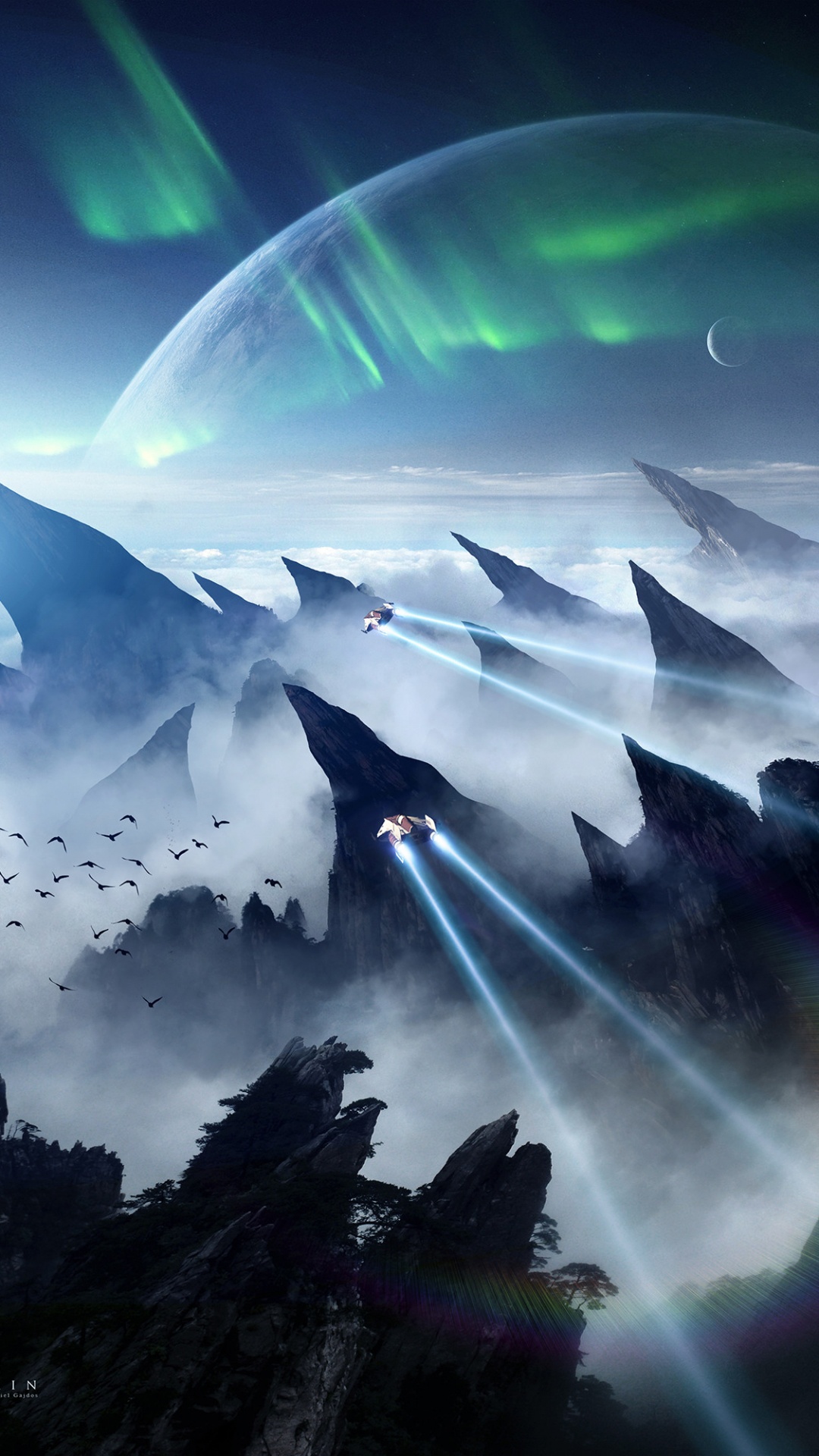 Silhouette D'arbres Sous Des Nuages Blancs. Wallpaper in 1080x1920 Resolution