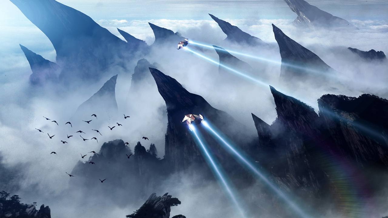 Silhouette D'arbres Sous Des Nuages Blancs. Wallpaper in 1280x720 Resolution