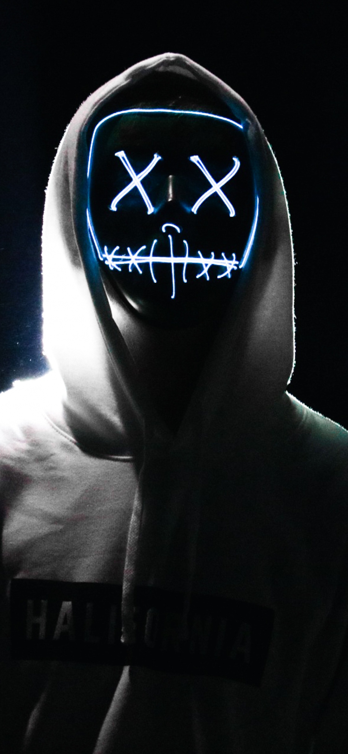 Schwarz, Wei, Kapuzenpulli, Licht, Kopf. Wallpaper in 1125x2436 Resolution