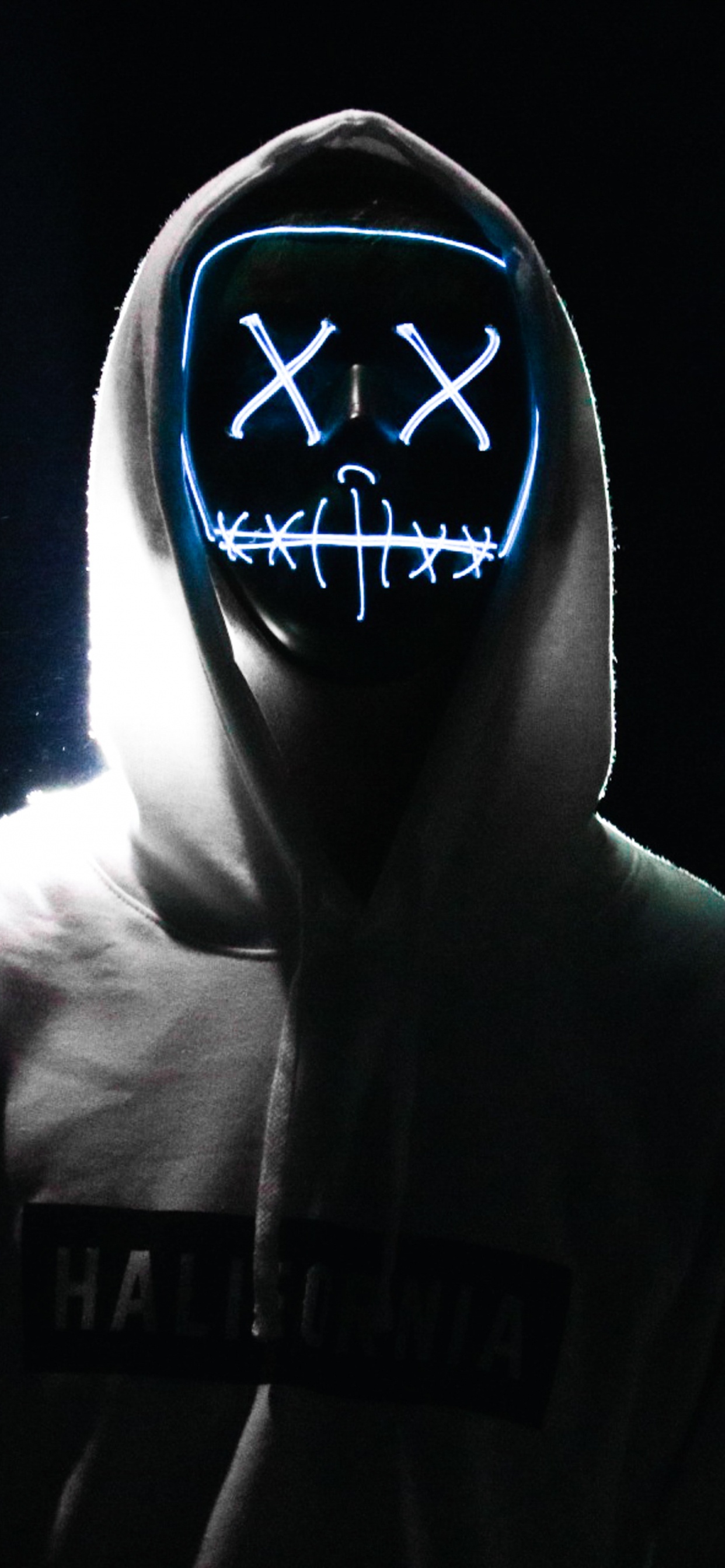 Negro, Blanco, Sudadera, Luz, Cabeza. Wallpaper in 1242x2688 Resolution